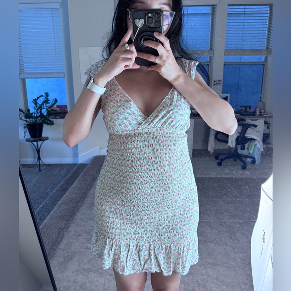 Wild Fable White Ruched Ruffled Mini Dress - Picture 2 of 11